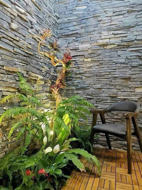 Đá Rìa Xanh đen ốp giếng trời sân sau