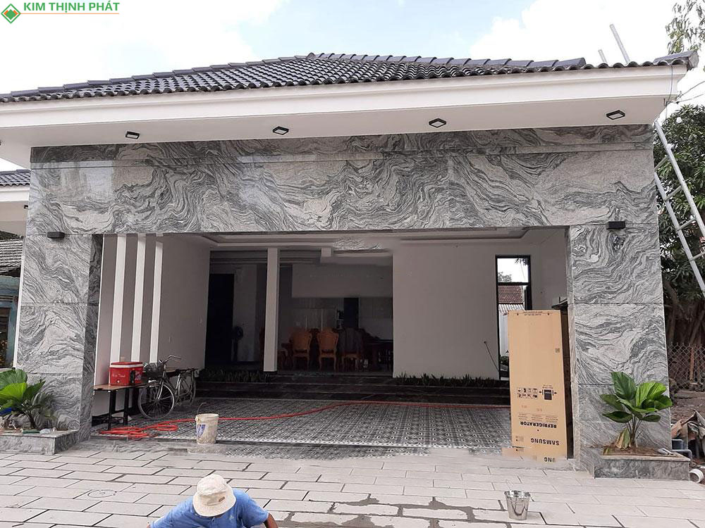 Mẫu đá Marble, loang xám , ốp Mặt Tiền