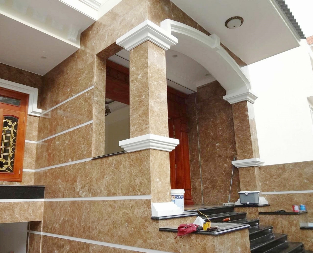 Mẫu đá hoa cương màu nâu tây ban nha, ốp mặt tiền tại quận 3