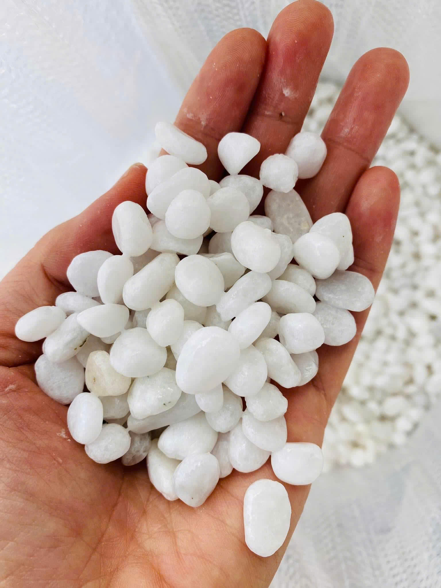 Sỏi trắng quay tròn đẹp Khải Minh